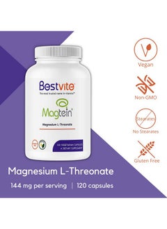 BESTVITE Magtein Magnesium Lthreonate Capsules 2000Mg Per Serving (120 Vegetarian Capsules) Patented And Bioavailable Magnesium No Stearates No Fillers Vegan Non Gmo Gluten Free  - Image 4