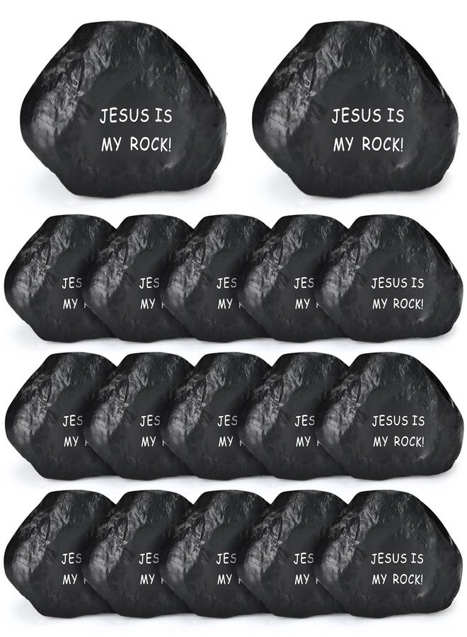 Simgoing 20 Pcs Jesus is My Rock Stress Balls Gift Easter Religious Christian Stress Stones Adults Motivational Reliever Squeezable Church Easter First Communion Party Favors - Image 1