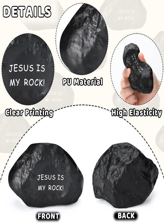 Simgoing 20 Pcs Jesus is My Rock Stress Balls Gift Easter Religious Christian Stress Stones Adults Motivational Reliever Squeezable Church Easter First Communion Party Favors - Image 3