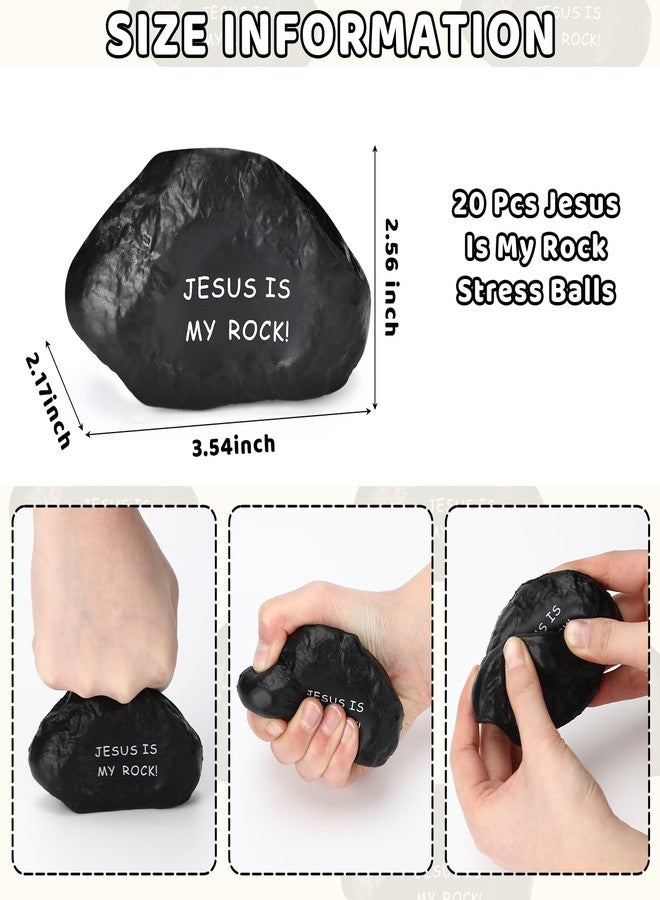 Simgoing 20 Pcs Jesus is My Rock Stress Balls Gift Easter Religious Christian Stress Stones Adults Motivational Reliever Squeezable Church Easter First Communion Party Favors - Image 2