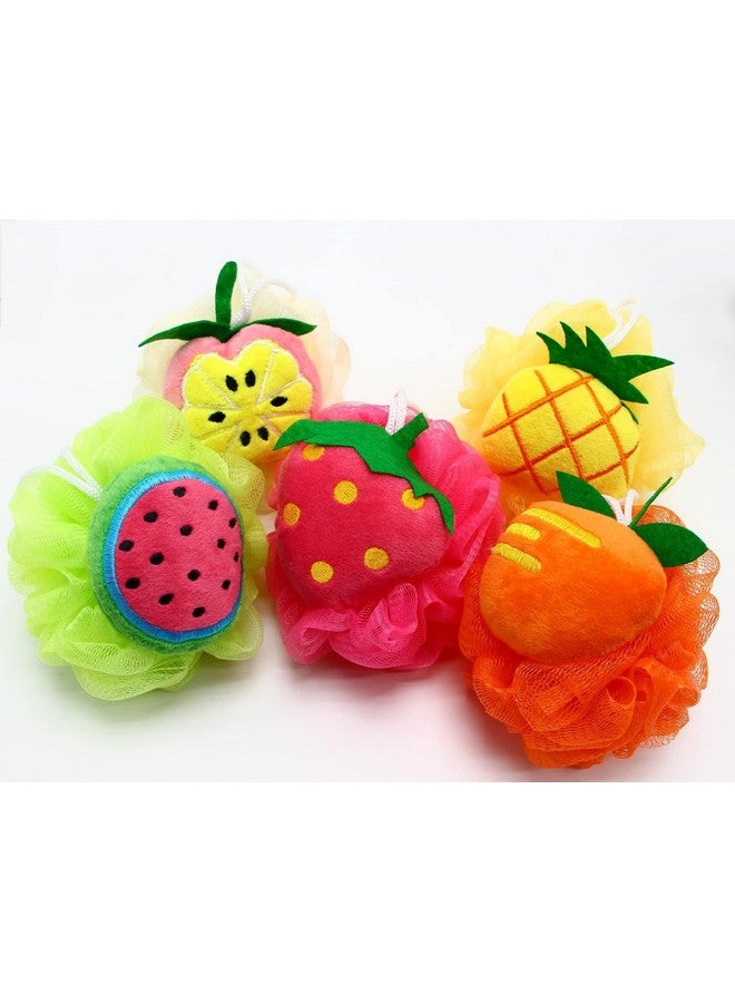 Trendegic Fruit design children baby cleaning body shower soft scrubber loofahs for women men and kids (multi pattern - 2 pcs) - Image 1