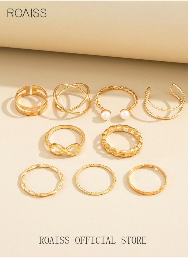 9 Pcs Multi-size Elegant Fashion Rings Set Simple Rhinestones Pearl Finger Jewelry for Women/Girls Gold - pzsku/ZC8ADB00CB1A1EB776CC2Z/45/_/1640326672/2d314155-a4fa-4eda-8793-28590987c289