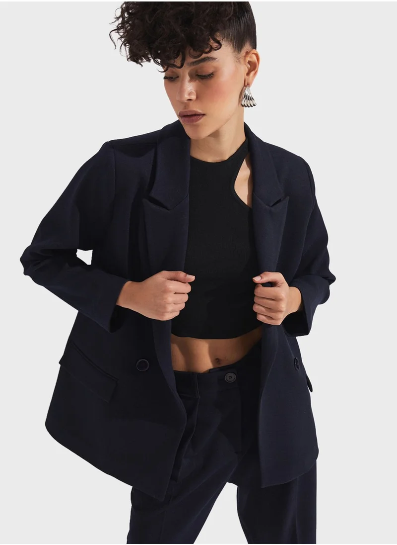 JUNE Pocket Detail Button Detail Jacket