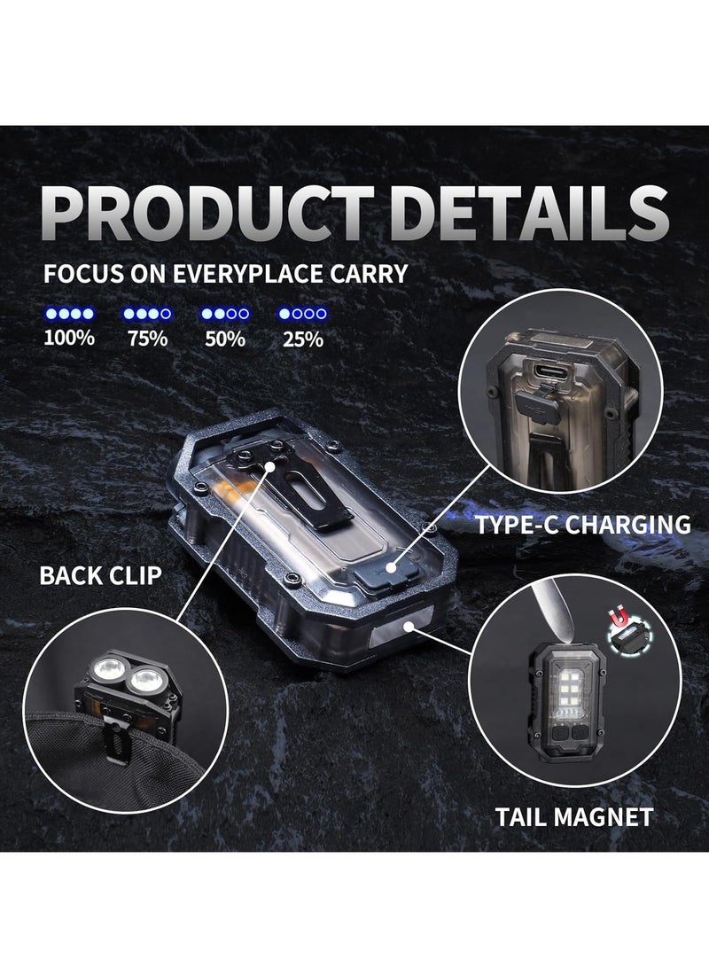 Mini Keychain EDC Flashlight Rechargeable, 1000 High Lumens Super Bright Flash Lights Small Portable Tactical Pocket Torch with Magnet and Clip, 8 Modes, USB C Ip x 65 Waterproof - Image 5