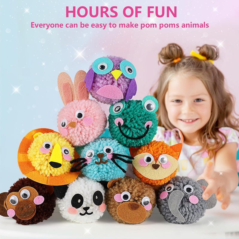 ONE TO FOUR Pom Pom Craft Kit - Animal Arts and Crafts for Kids - DIY Art Supplies, Toys Gifts for Girls 4 5 6 7 8 9 10 Years Old - Image 5