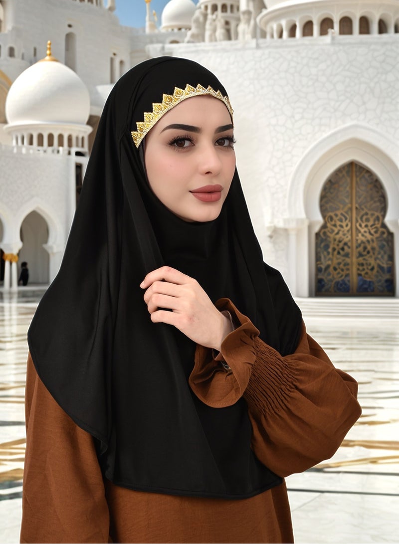 One Piece Head Cover Hijab with Veil with Chain Saudi Niqab In Breathable Scarf  - Image 2
