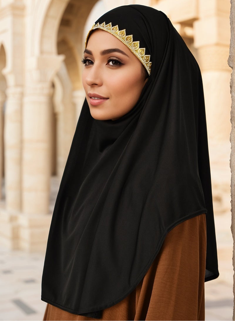 One Piece Head Cover Hijab with Veil with Chain Saudi Niqab In Breathable Scarf  - Image 3