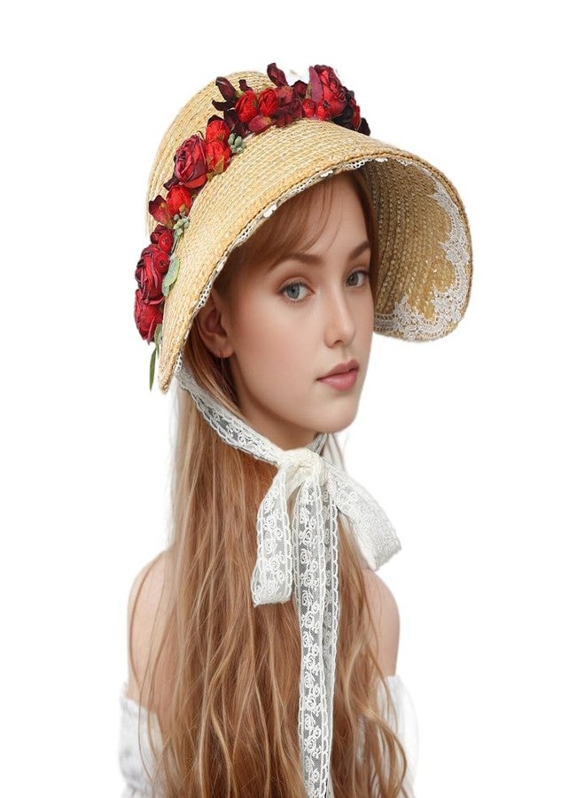 CAMDOM Women Tea Party Sun Hat Wide Brim Hat Roll up Cap Beach Hats Party Fancy Dress Accessories - Image 1
