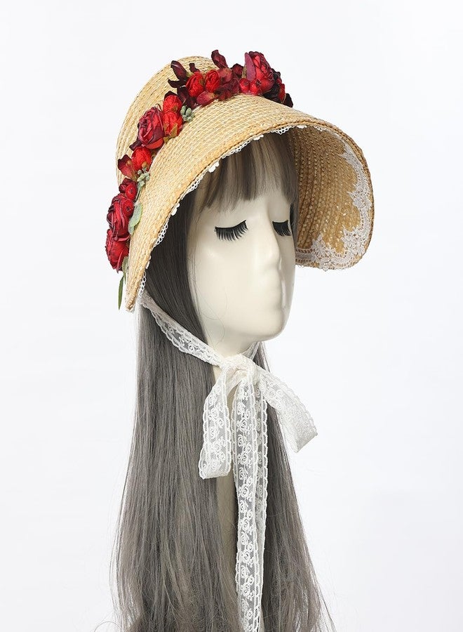 CAMDOM Women Tea Party Sun Hat Wide Brim Hat Roll up Cap Beach Hats Party Fancy Dress Accessories - Image 4