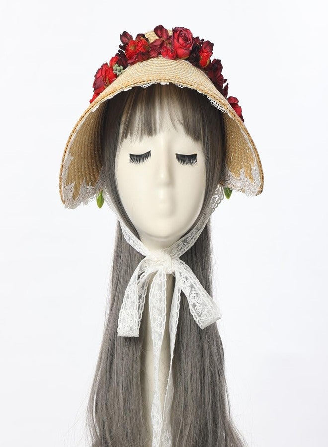 CAMDOM Women Tea Party Sun Hat Wide Brim Hat Roll up Cap Beach Hats Party Fancy Dress Accessories - Image 5