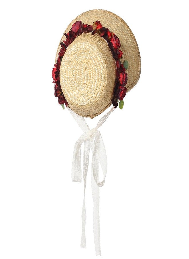 CAMDOM Women Tea Party Sun Hat Wide Brim Hat Roll up Cap Beach Hats Party Fancy Dress Accessories - Image 3
