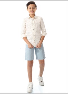 Andora Printed Shirt For Boys - Off White , Red & Navy Blue_Multicolour  - Image 1