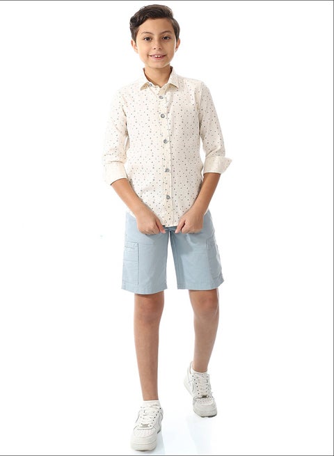 Printed Shirt For Boys - Off White , Red & Navy Blue_Multicolour