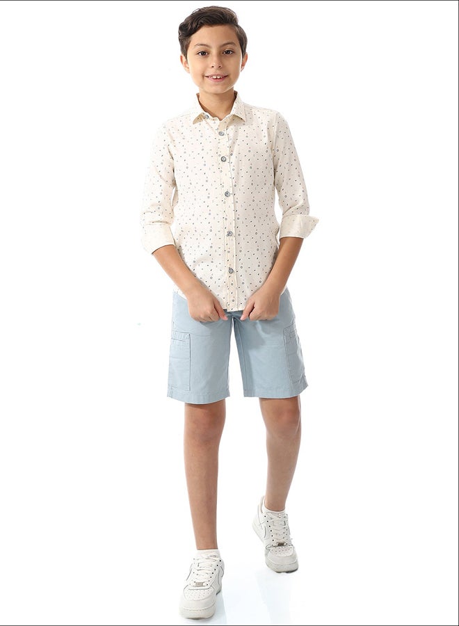 Andora Printed Shirt For Boys - Off White , Red & Navy Blue_Multicolour - Image 1