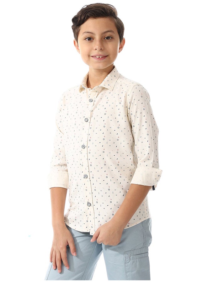 Andora Printed Shirt For Boys - Off White , Red & Navy Blue_Multicolour - Image 4