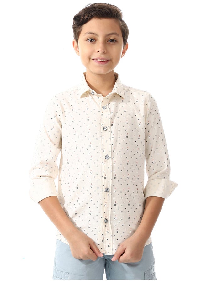Andora Printed Shirt For Boys - Off White , Red & Navy Blue_Multicolour - Image 2