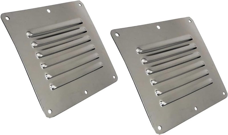 Douzime Boat Cabin Vents Louver Grill Cover Ventilation Louver 4-1/2" X 5" 316 Stainless Steel Stamped Air Venting Panel Cover 2 Pack - Image 1