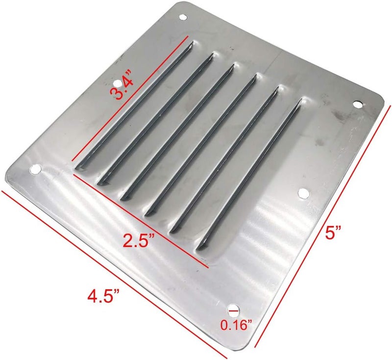 Douzime Boat Cabin Vents Louver Grill Cover Ventilation Louver 4-1/2" X 5" 316 Stainless Steel Stamped Air Venting Panel Cover 2 Pack - Image 3