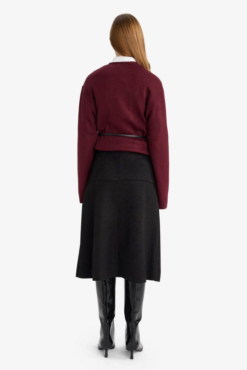 DeFacto A Cut Suede Skirt - Image 4