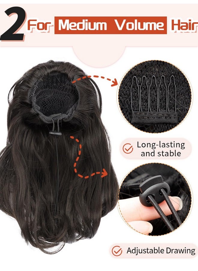 KooKaStyle - Ponytail Extension, 10" Short Claw Clip In Pony Tails Hair Extensions Curly Wavy Synthetic Drawstring Ponytail Halloween Hair Pieces For Women Girls Dark Brown - Image 1