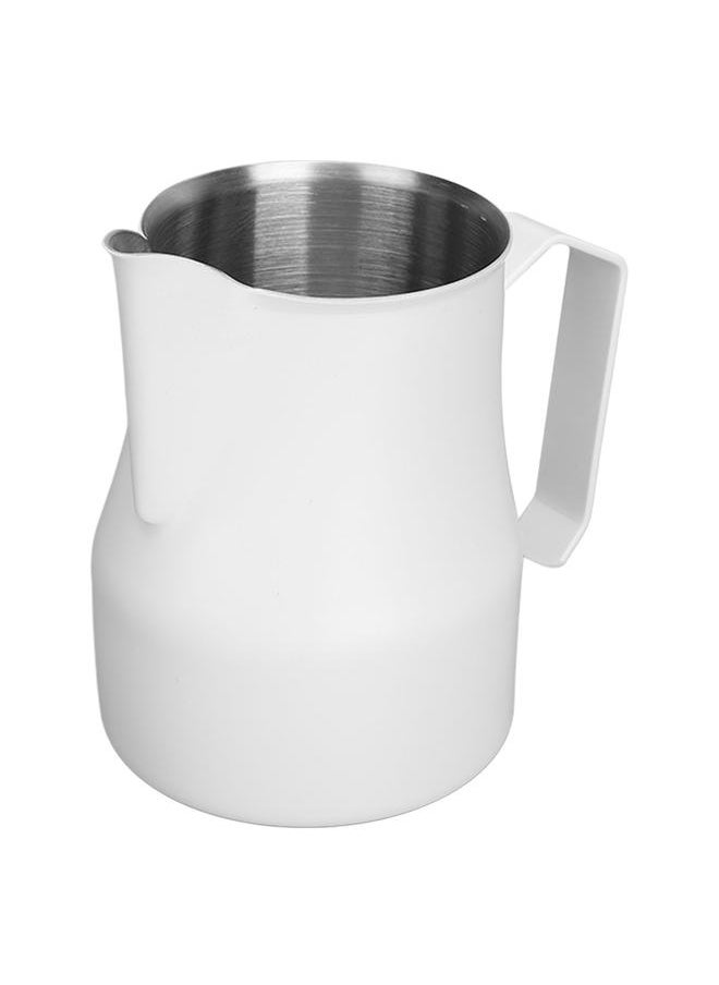 Thoraya Milk Frothing Pitcher Coffee Steaming Pitcher 304 Stainless Steel Coffee Milk Cup Milk Frother Cup Olecranon Type Outlet White 450ML  - Image 4