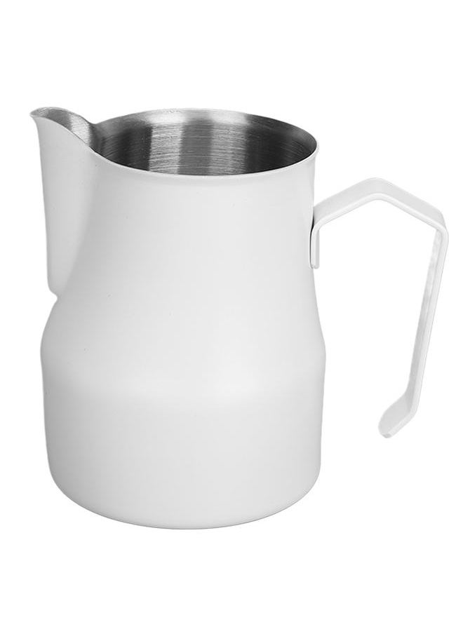 Thoraya Milk Frothing Pitcher Coffee Steaming Pitcher 304 Stainless Steel Coffee Milk Cup Milk Frother Cup Olecranon Type Outlet White 450ML  - Image 5