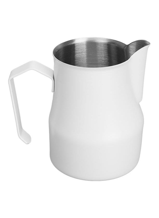Thoraya Milk Frothing Pitcher Coffee Steaming Pitcher 304 Stainless Steel Coffee Milk Cup Milk Frother Cup Olecranon Type Outlet White 450ML  - Image 1