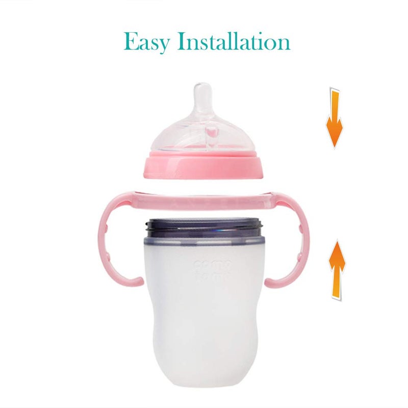 ROMIRUS Bottle Handles Grips Compatible for Comotomo Feeding Baby Bottles (Set of 4, 2 Pink + 2 Green) - Image 5