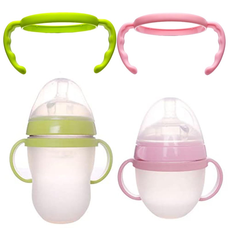 ROMIRUS Bottle Handles Grips Compatible for Comotomo Feeding Baby Bottles (Set of 4, 2 Pink + 2 Green) - Image 3