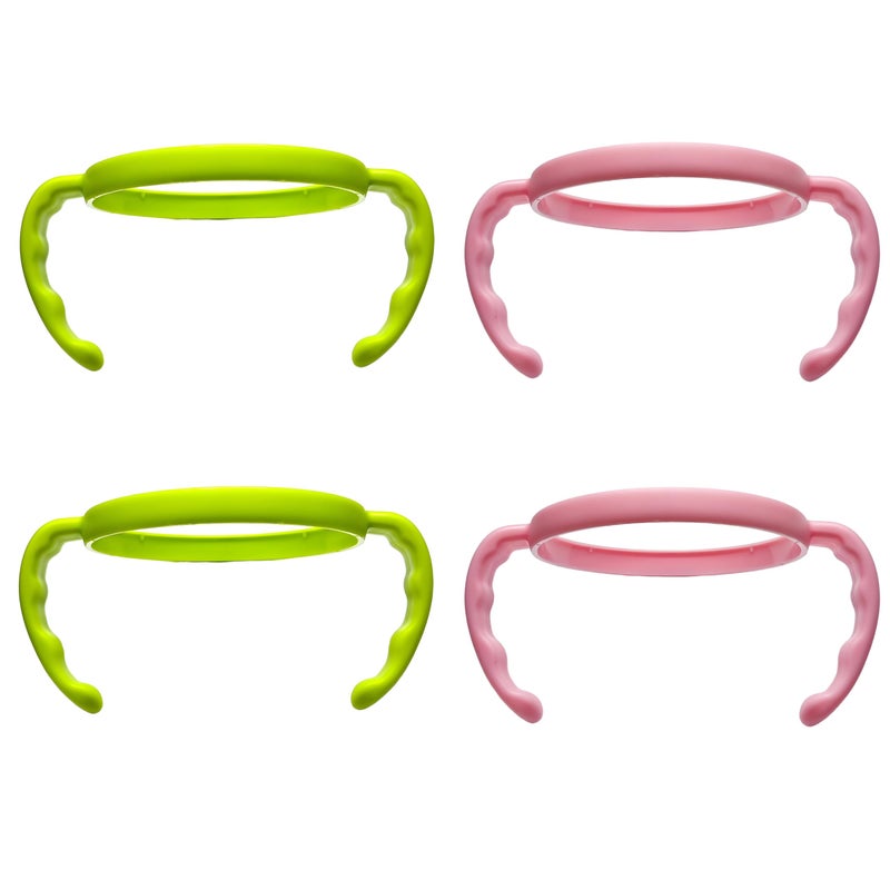 ROMIRUS Bottle Handles Grips Compatible for Comotomo Feeding Baby Bottles (Set of 4, 2 Pink + 2 Green) - Image 1