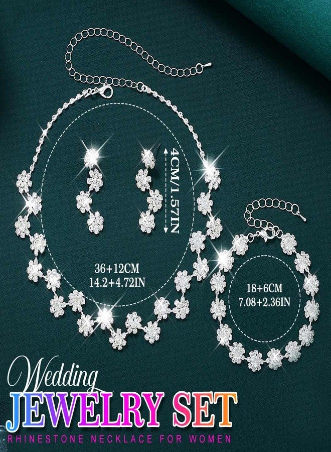 جورايس طقم مجوهرات زفاف من GORAIS، قلادة وأقراط من أحجار الراين الفضية، مجوهرات أزياء للعرائس والنساء - Image 2