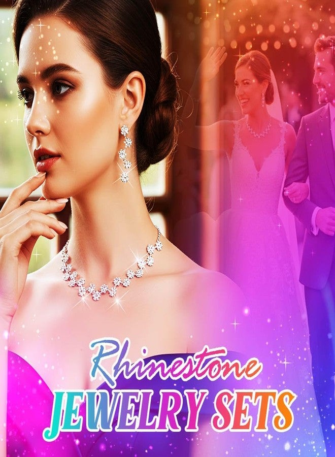 جورايس طقم مجوهرات زفاف من GORAIS، قلادة وأقراط من أحجار الراين الفضية، مجوهرات أزياء للعرائس والنساء - Image 4