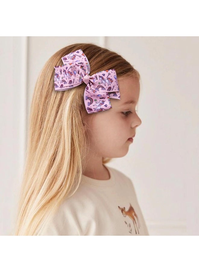 CellElection 24PCS 4.5Inch Bows for Girls Boutique Grosgrain Ribbon Rainbow Hair Bow Alligator Hair Clips Pigtail Bows Unicorn Hair Clips for Baby Girls Toddler Kids Children Teens - Image 5