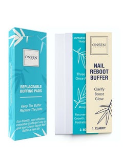 Onsen Secret Nail Buffer Block Replacement Pads 3 Way Buffing Block Smooth Shine Natural Nail Buffing Pads W/ 3 Sides Coarse Soft Silky Nail Buffer Replacement Pads Only 4 Combo Pads 1 Pack  - Image 1