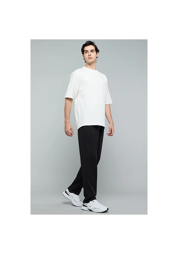 أر أند بي Solid Straight Fit Pants with Drawstring Waist