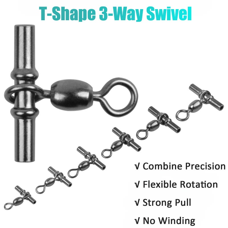 JSHANMEI Sleeve Swivels Fishing Cross Line Swivels 3 Way Swivels Fishing Three Way Crimp Swivel Heavy Duty Brass Triple Swivels Saltwater Fishing Tackle 3#-25pcs - Image 5