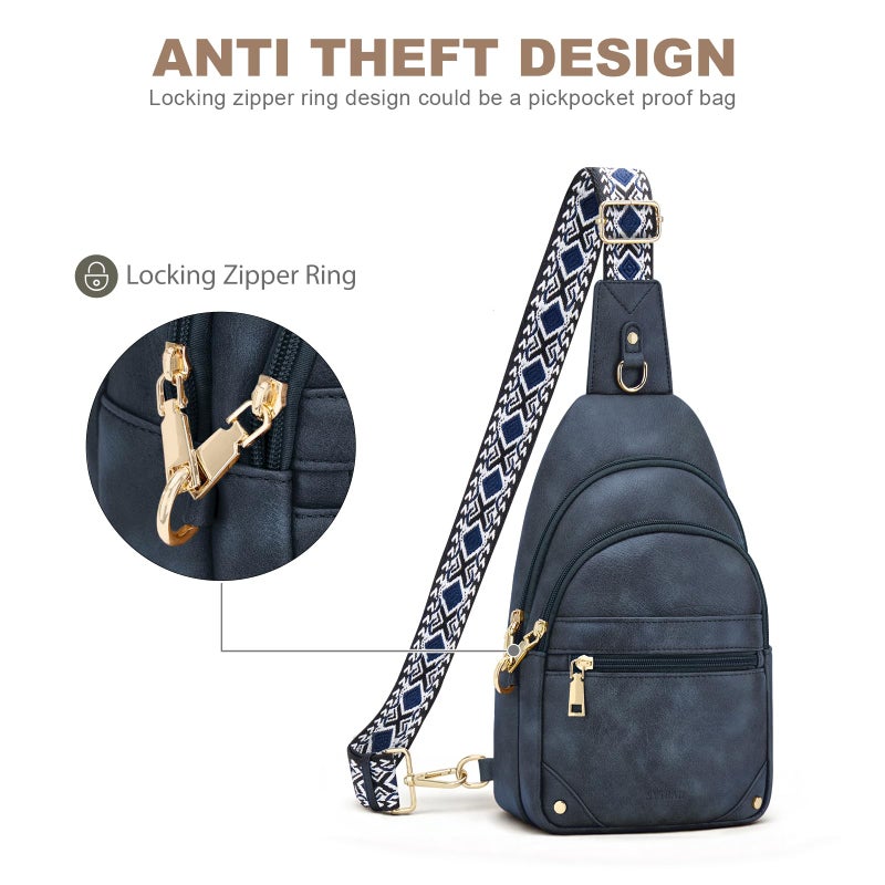 SYTRAH Anti Theft Crossbody Bags for Women, RFID Sling Bag Travel Purse, RFID Cross Body Purses Chest Bag for Travel Navy Blue - Image 5
