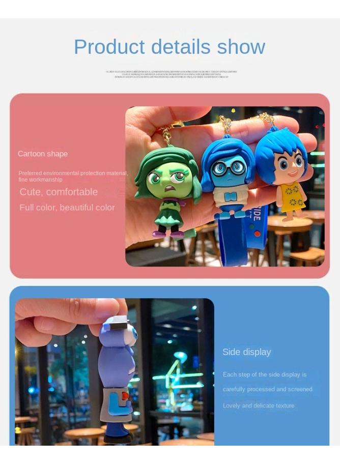 Bluejw Cute  Anime Inside Out 2 Keychain Toy for Game Fans Kids Birthday Gift 4Pcs - Image 2