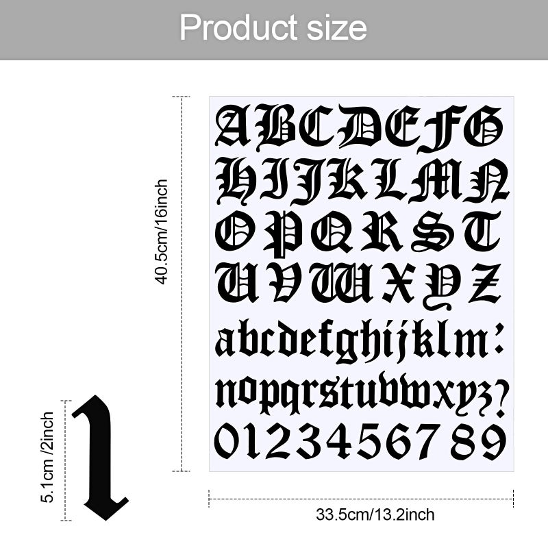 Teling 8 Sheets Letters Stickers Vinyl Old English Alphabet Number Stickers Self Adhesive Stick on Letters for Back to School Scrapbooking DIY Art Business Mailboxes Address Craft(2 Inch,Black) - Image 2
