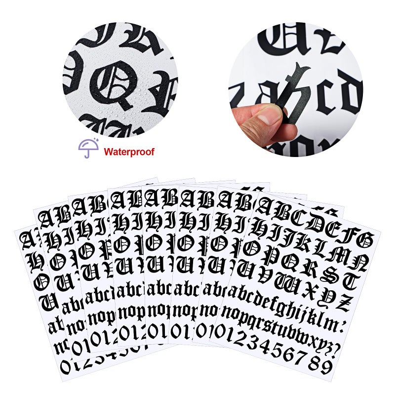 Teling 8 Sheets Letters Stickers Vinyl Old English Alphabet Number Stickers Self Adhesive Stick on Letters for Back to School Scrapbooking DIY Art Business Mailboxes Address Craft(2 Inch,Black) - Image 3