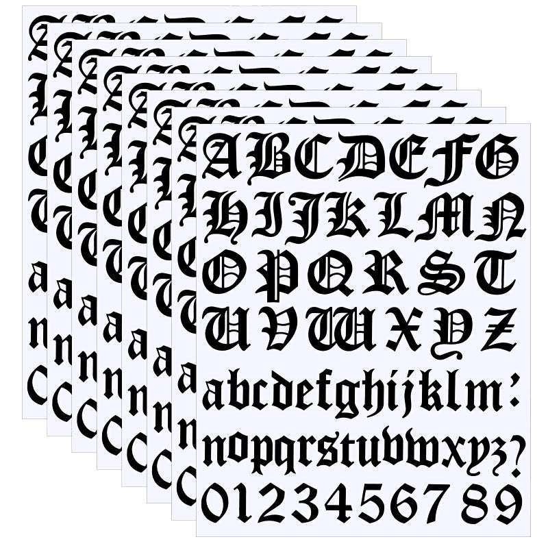 Teling 8 Sheets Letters Stickers Vinyl Old English Alphabet Number Stickers Self Adhesive Stick on Letters for Back to School Scrapbooking DIY Art Business Mailboxes Address Craft(2 Inch,Black) - Image 1