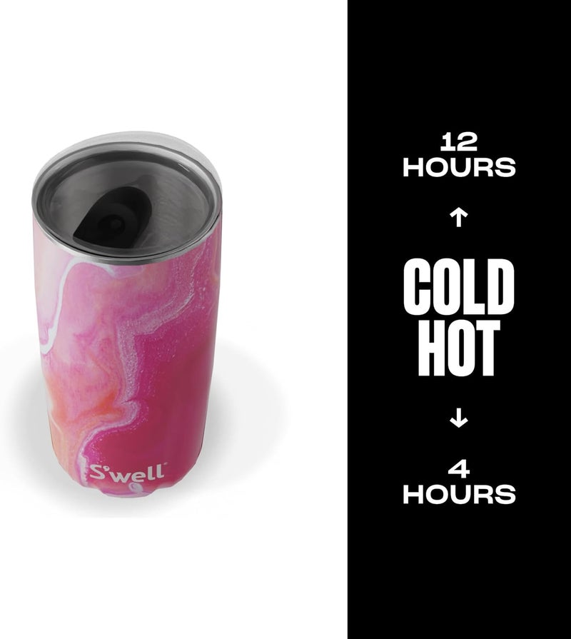 S'well Stainless Steel Tumbler with Slide-Open Lid, 18oz, Rose Agate, Triple Layered Vacuum Insulated Containers Keeps Drinks Cold for 12 Hours and Hot for 4, BPA Free - Image 2