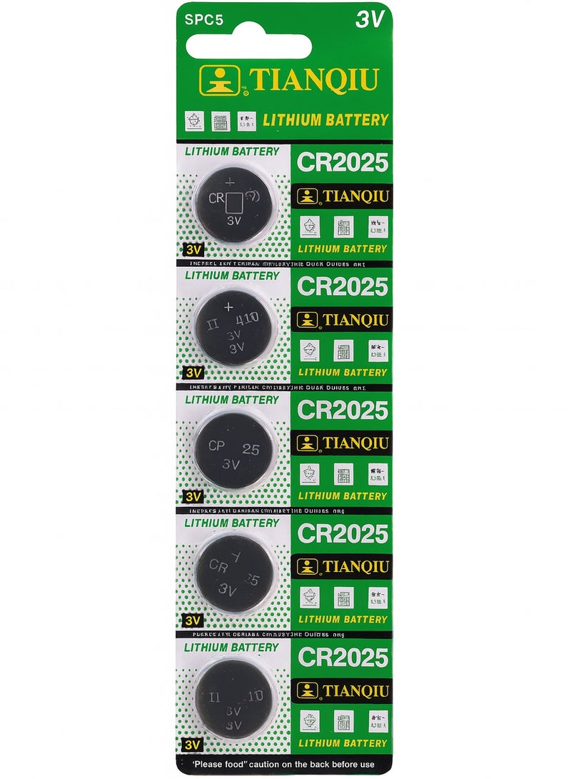 TIANQIU CR2025 Lithium Battery 3V Coin Cell (Child-Resistant Package) – Up to 50% More Power for Key Fobs, Electronics, Watches, Remotes & Medical Devices 