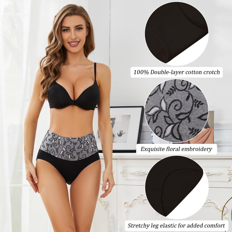 MEIDAYAI Womens Underwear Cotton Tummy Control High Waisted Underwear Soft Breathable Full Coverage Panties Multipack - Image 5