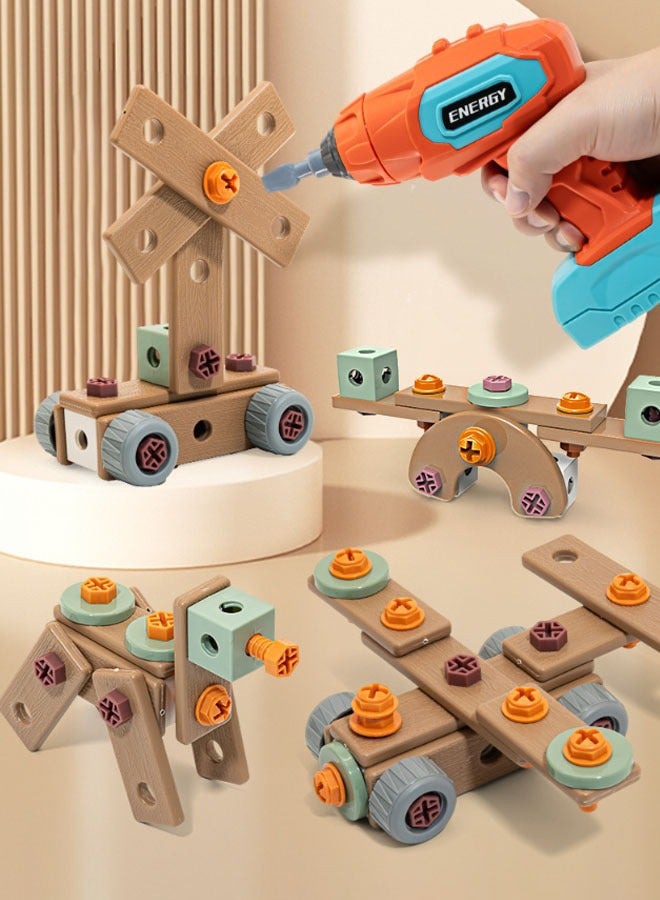 Hanayo Kids Tools Set 144 Pcs Toddler Tool Box with Tools & Electronic Toy Drill Montessori Educational Preschool Toddler Pretend Play Construction Tool Kit Toys for Kids Boys Girls(Green) - Image 4