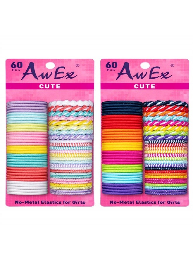 AwEx Colorful Hair Ties for Girls with Fine Hair - 120 PCS, Small,Multicolors and Multipatterns,Assorted in Brights and Pastels - Great for Kids as Christmas Gifts - Image 1