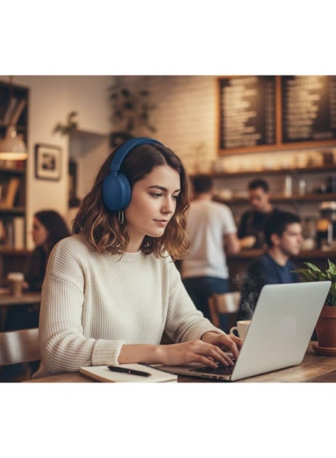 سماعة بلوتوث سودو SD-1101 بتصميم مريح وقابل للطي - 5.0 فوق الأذن مع ميكروفون مدمج ودعم كارت ذاكرة وراديو FM صوت ستيريو محيطي عالي الدقة ازرق . - Image 5