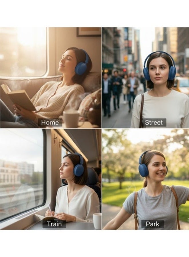 سماعة بلوتوث سودو SD-1101 بتصميم مريح وقابل للطي - 5.0 فوق الأذن مع ميكروفون مدمج ودعم كارت ذاكرة وراديو FM صوت ستيريو محيطي عالي الدقة ازرق . - Image 3