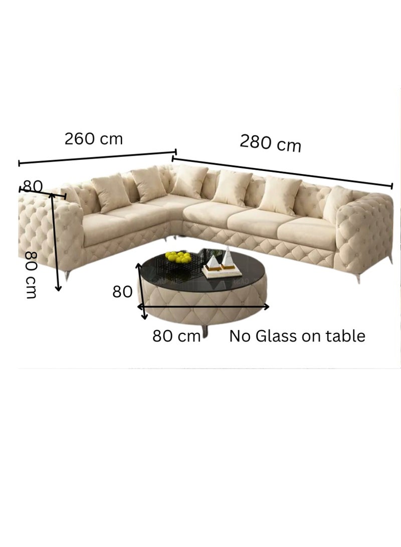 مهارة البحر مجموعة كنب ماهرات التشيسترفيلد الفاخرة – مخمل وردي خجول، أرجل ذهبية، 6 مقاعد على شكل L – أناقة تقليدية لغرفة المعيشة - Image 2