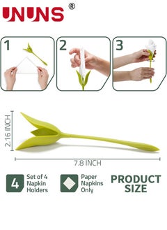 UNUNS Napkin Holders,18pcs Bloom Flowers Floral Green Design For Tables,Green Stemmed Plastic Twist Flower Floral Buds Serviette Holders For Kitchen  - Image 4